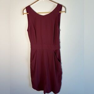 Aritzia Maroon Japanese Fabric Sleeveles Dress XXS